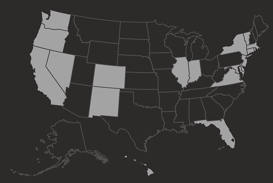 Map of the united states highlighting the states that have enacted ERPO laws